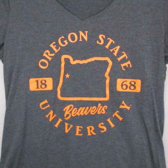 Oregon State University Brewers Graphic Print T-Shirt Gray Women Size | M - Picture 3 of 7